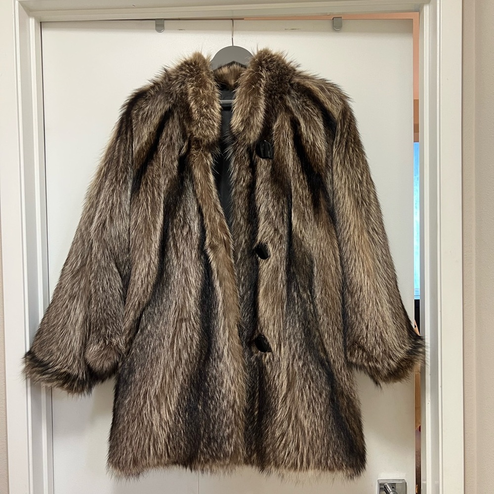 Raccoon fur coat